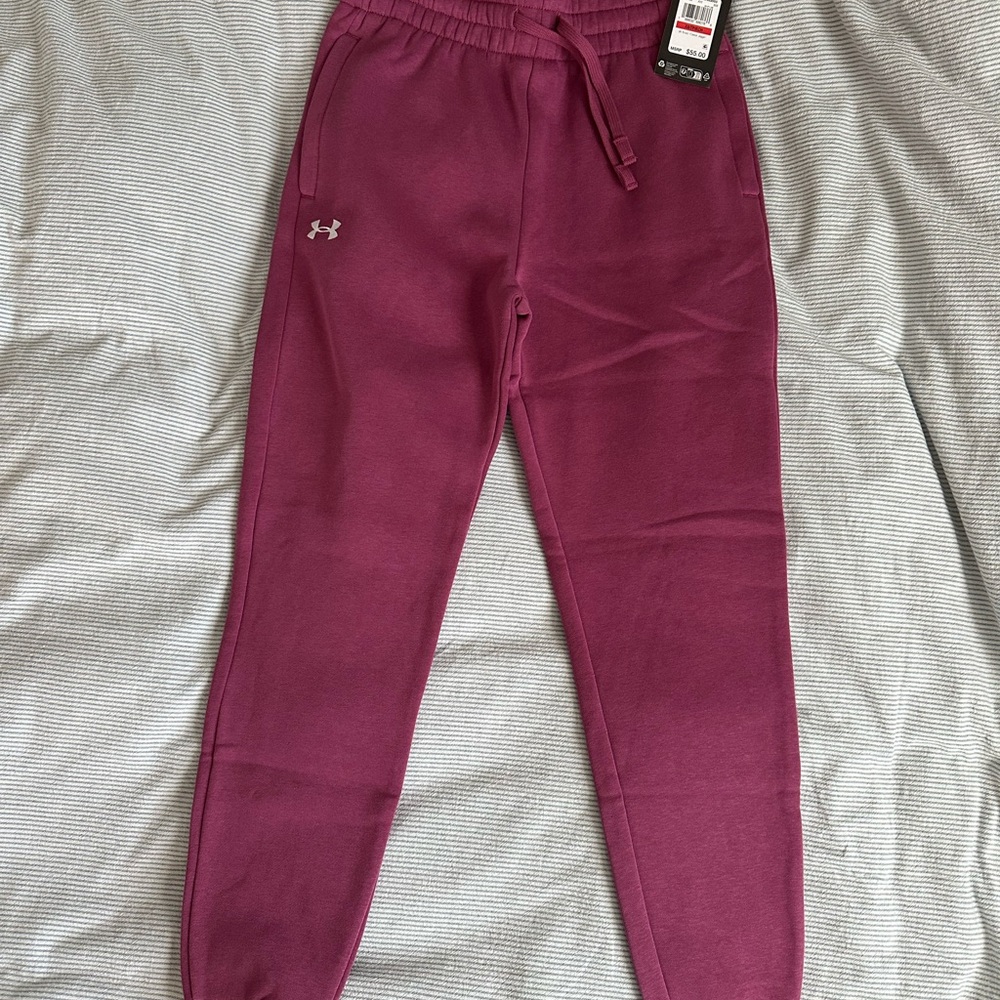 Under Armour Women's Rival Fleece 1/4 Zip Pullover & Joggers XS - Fuchsia Dusk - Picture 4 of 4